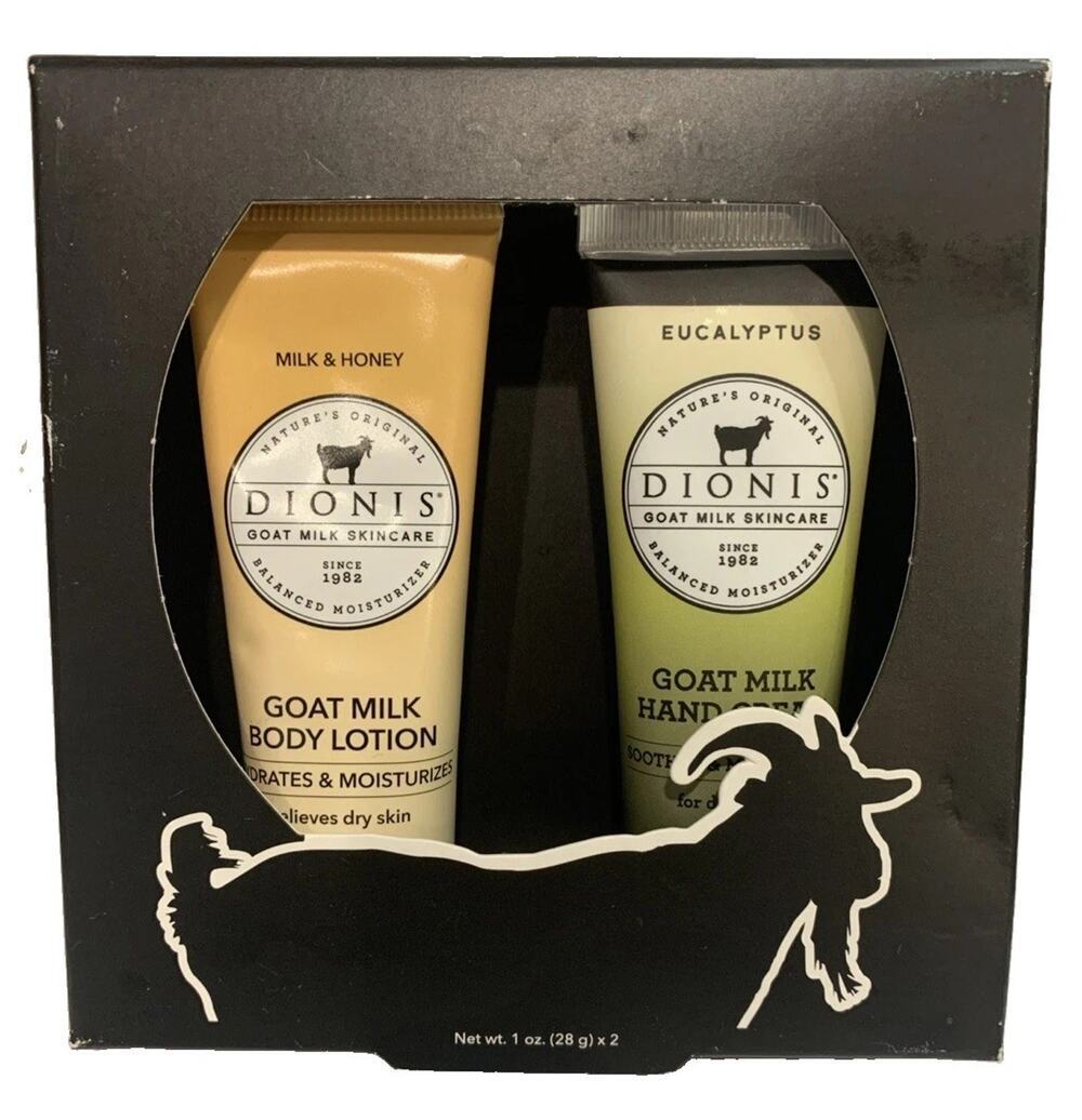 Dionis Goat Milk 2 Pc Gift Set Milk & Honey Body Lotion Eucalyptus Hand Cream